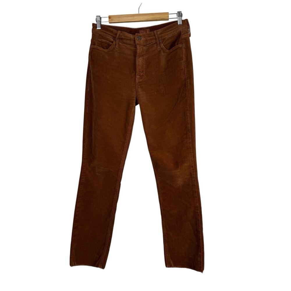 Mother Pants Womens 28 Brown Dazzler Ankle Fray Mid Rise Corduroy Straight Leg - Picture 2 of 16